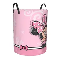 Custom Minnie Mouse Anime Cartoon Laundry Basket Collapsible Baby Hamper for Nursery Toys Organizer Storage Bins 2