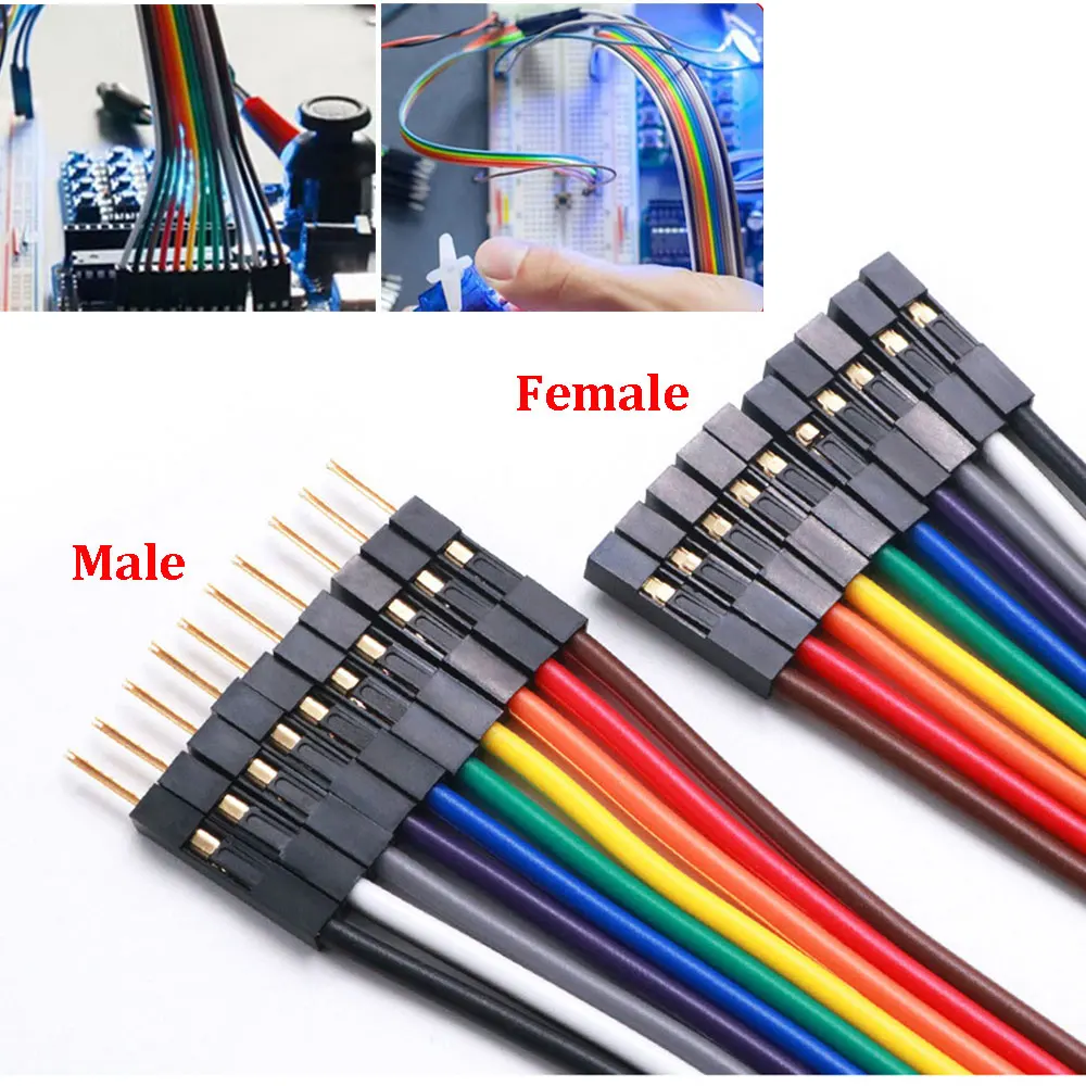 Versatile 10-Pin Jumper Wire Cable Set - Male/Female Connectors, Multiple Lengths