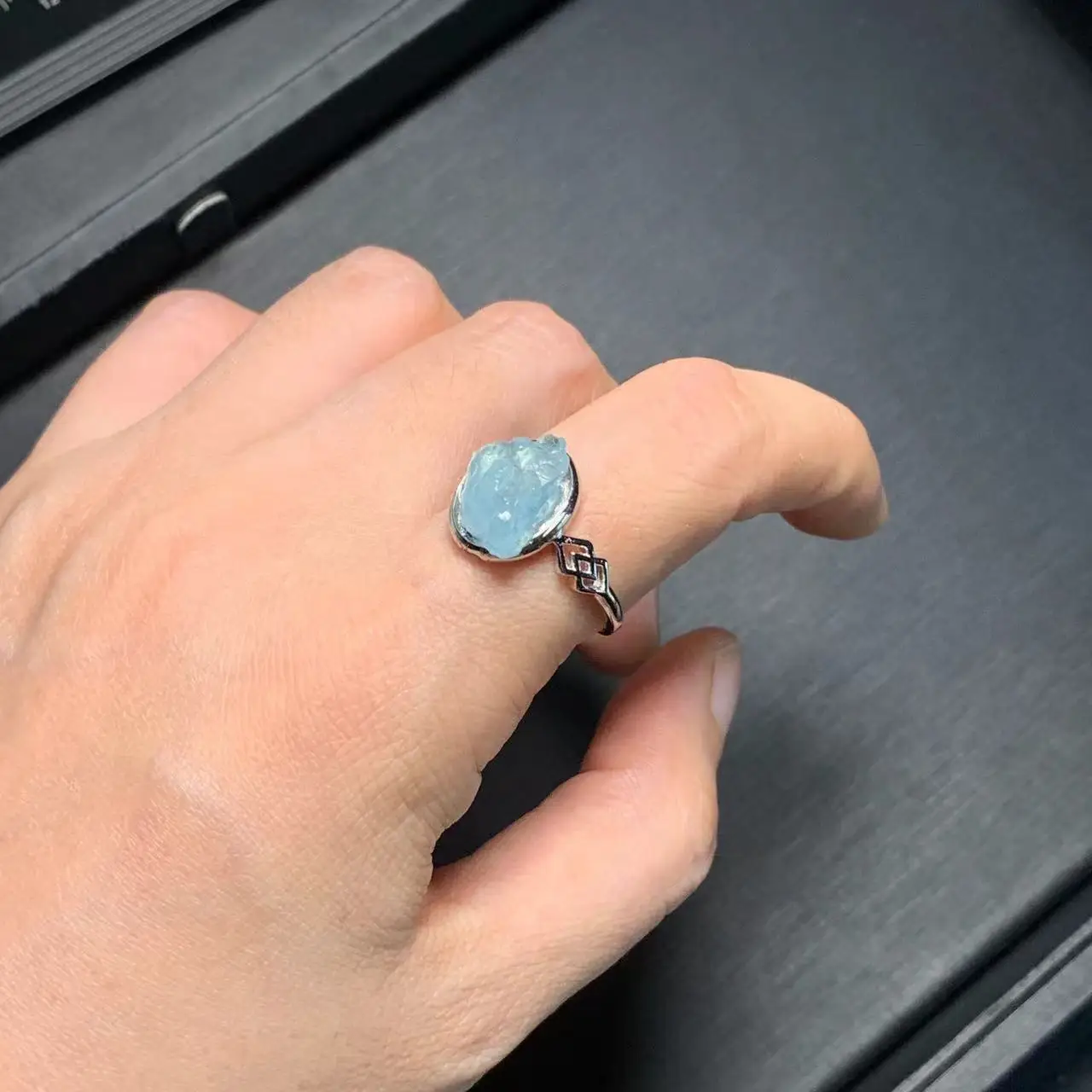 Natural Aquamarine Ring Rough Stone Handmade Rings Jewelry For Women Men Gift Healing Wholesale Charm Engagement Party