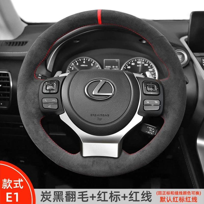 

hand-stitched non-slip black Suede 100% Car Steering Wheel Braid Cover For Lexus NX300 NX300H IS350 2015-2021 Accessories