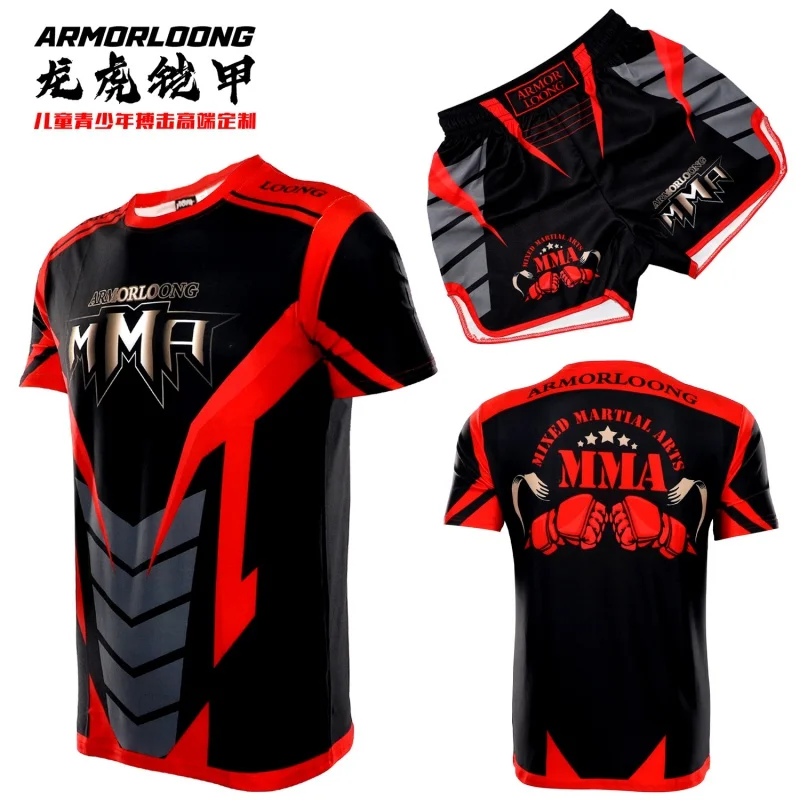 Combat Fighting Men's and Women's Team Fist Suit Children's Youth Fitness Boxing Suit MMA Thai Boxing Short Sleeve boxing gym physical fitness children adult mma fighting suit thai boxing training men and women sports fitness boxing suit