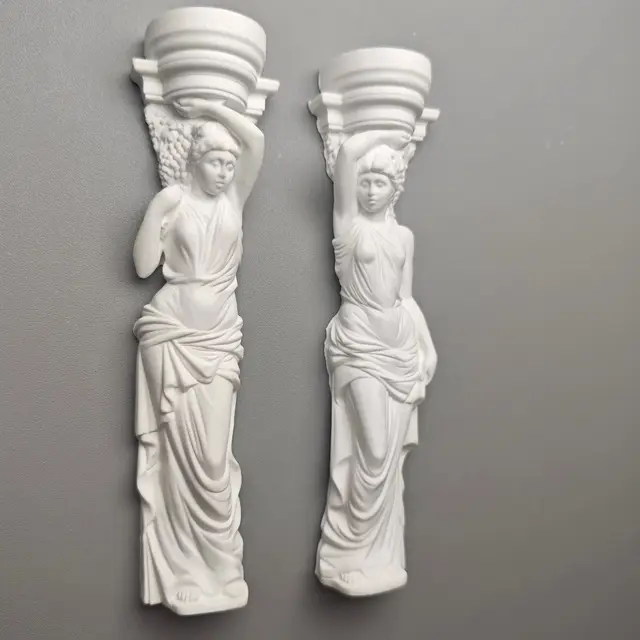 ​ ​ Ensemble de statues de colonne de jeune fille classique – Sculptures en plâtre, artefact d'étagère d'inspiration grecque et décor d'étude à collectionner 5