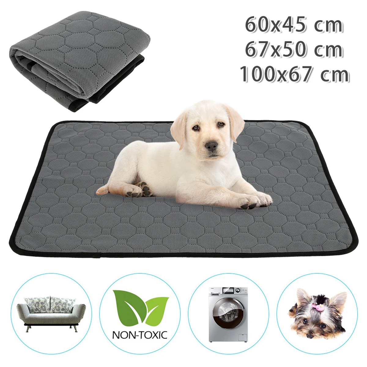 Reusable Absorbent Dog Training Pad Waterproof Pet Bed