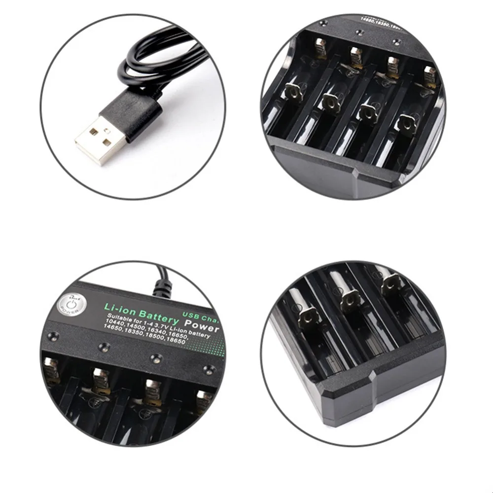Battery Charger Battery Charger Adapter 1/2/4 Slots 18650 Battery Charger For 3.7V Rechargeable Lithium AC 110V/220V 10440 14500 16340 16650 14650 18350 18500 Batteries