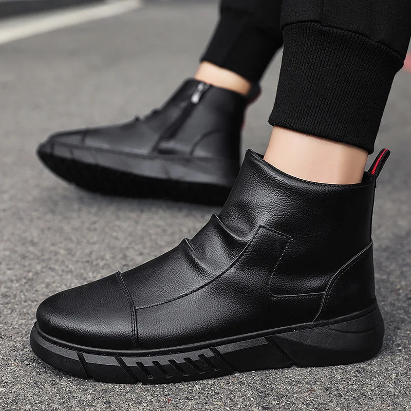 

New Men Shoes High Quality Men Ankle Boots Fashion Black Shoes Winter Men Boots Warm Zapatos De Hombre