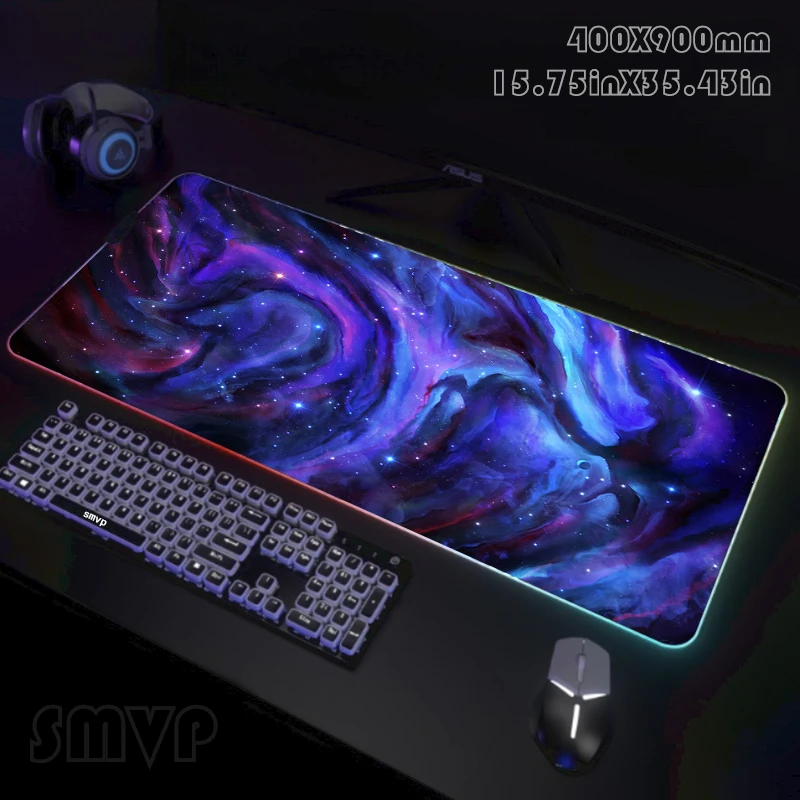 

Space Large RGB Gamer Mousepad Mouse Mat Gaming Mousepads LED Keyboard Mats Luminous Desk Pads Mouse Pad For PC