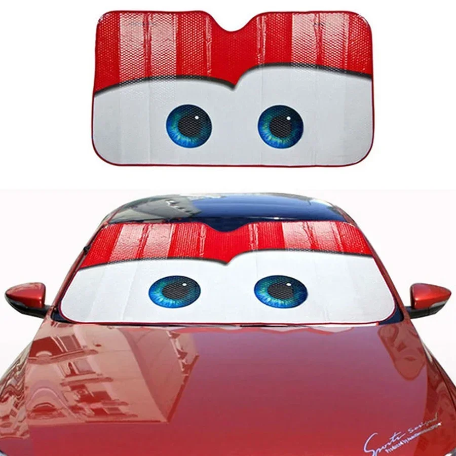 Car Sun Visor Windshield Sunshade Protection Umbrella Blinds Retractable Parasol Car Window Sunshade Cartoon Eyes