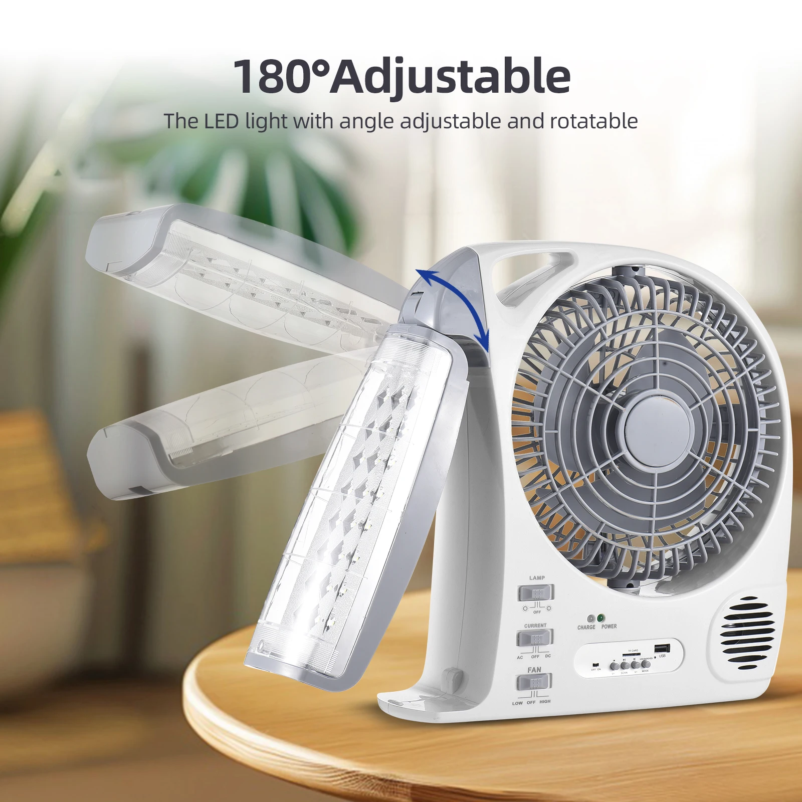 rechargeable electric fan with emergency light