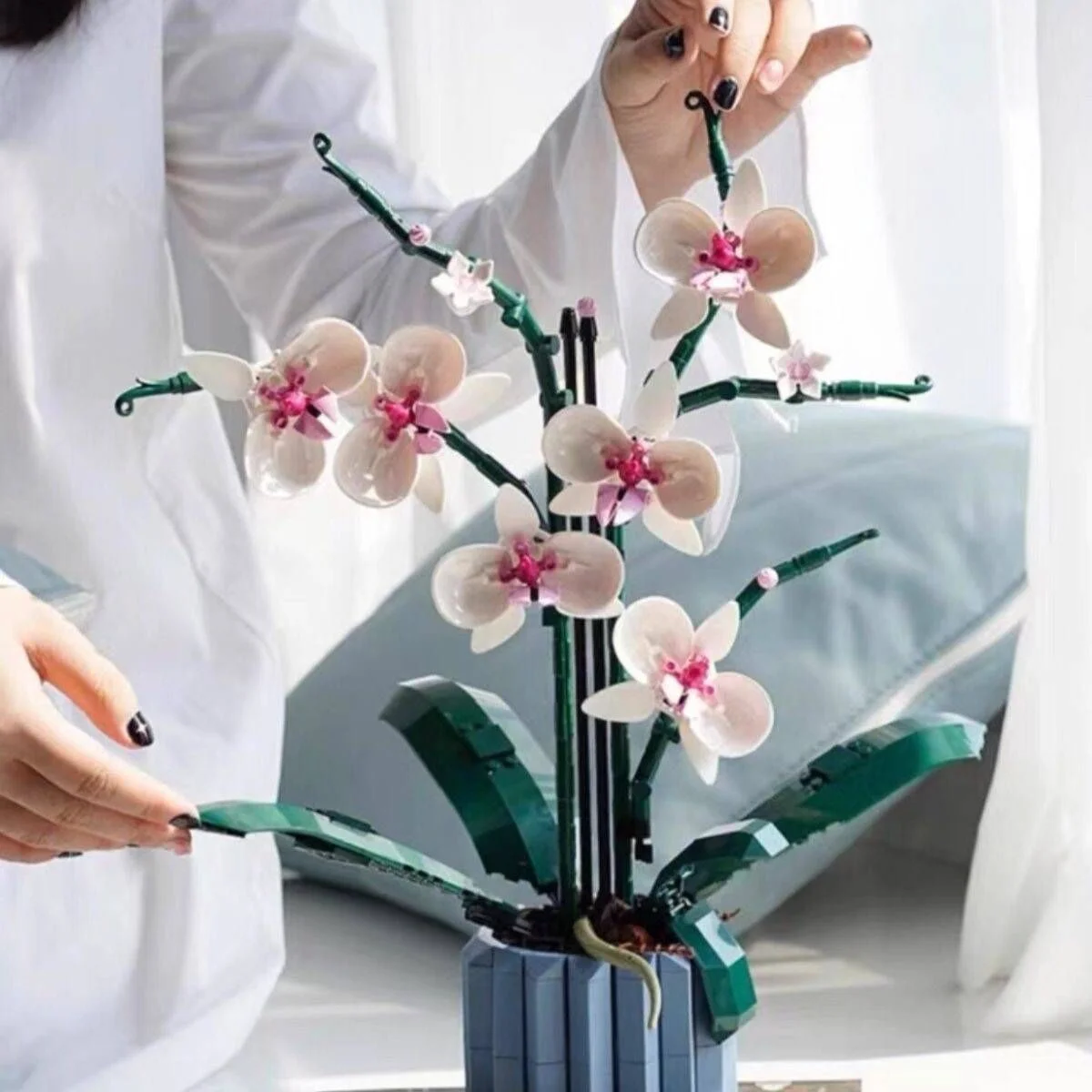 로맨틱 크리에이티브 Moc 꽃다발 난초 벽돌 꽃 화분 모델 빌딩 블록, DIY 10311 세트, 여자 친구 선물용 장난감 조립