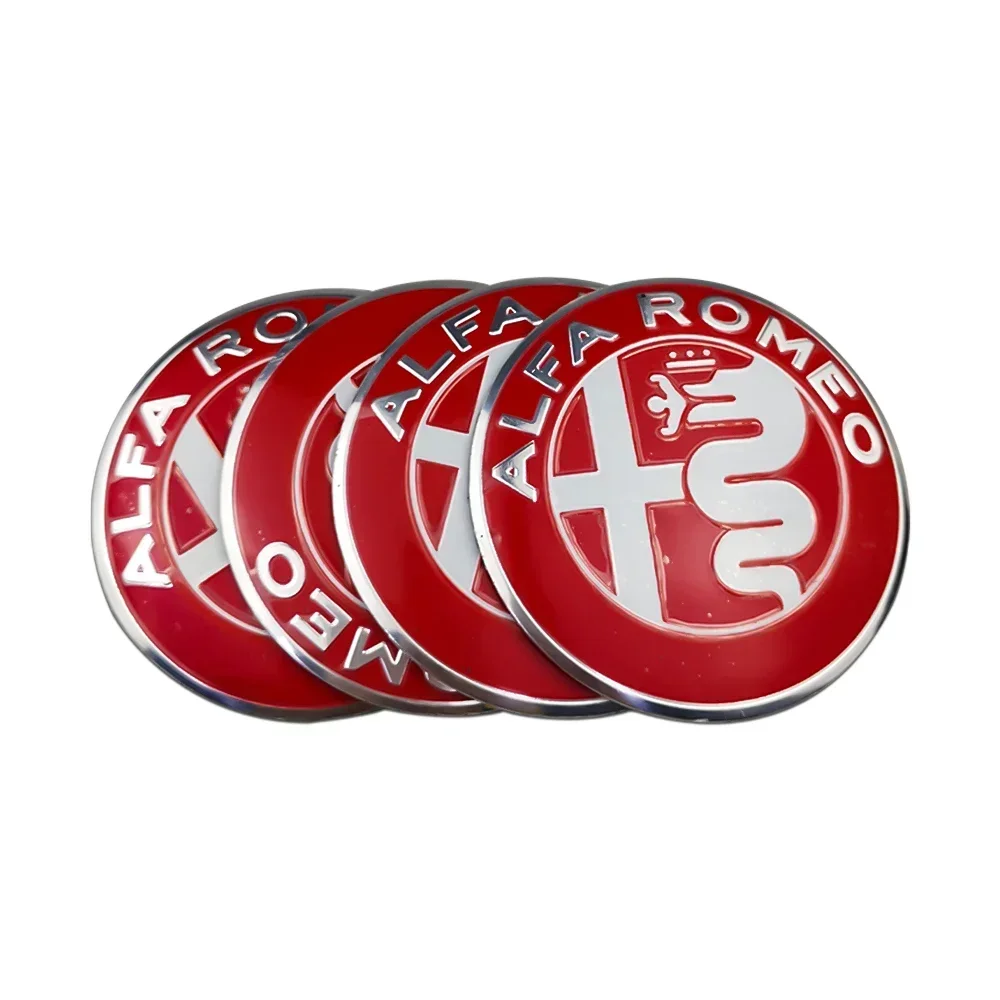 Alfa Romeo Wheel Hub Caps Sticker Set - Premium Car Wheel Center Emblems, 4-Piece Accessory Kit