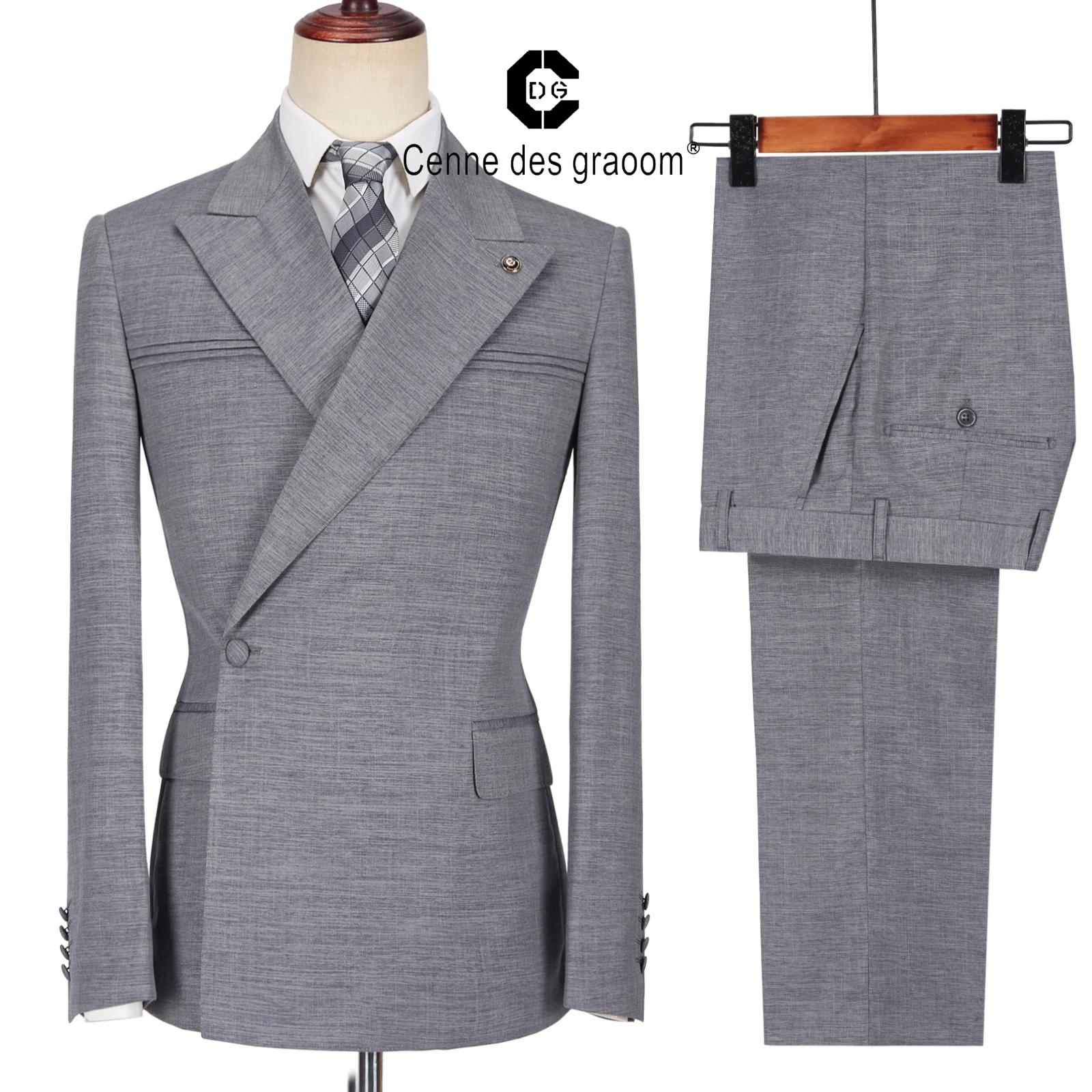 

Bosdan Gulden Men's Suits One Button Double Breasted Tailor-Made Blazers Pants Business Causal Party Singer Groom Wedding