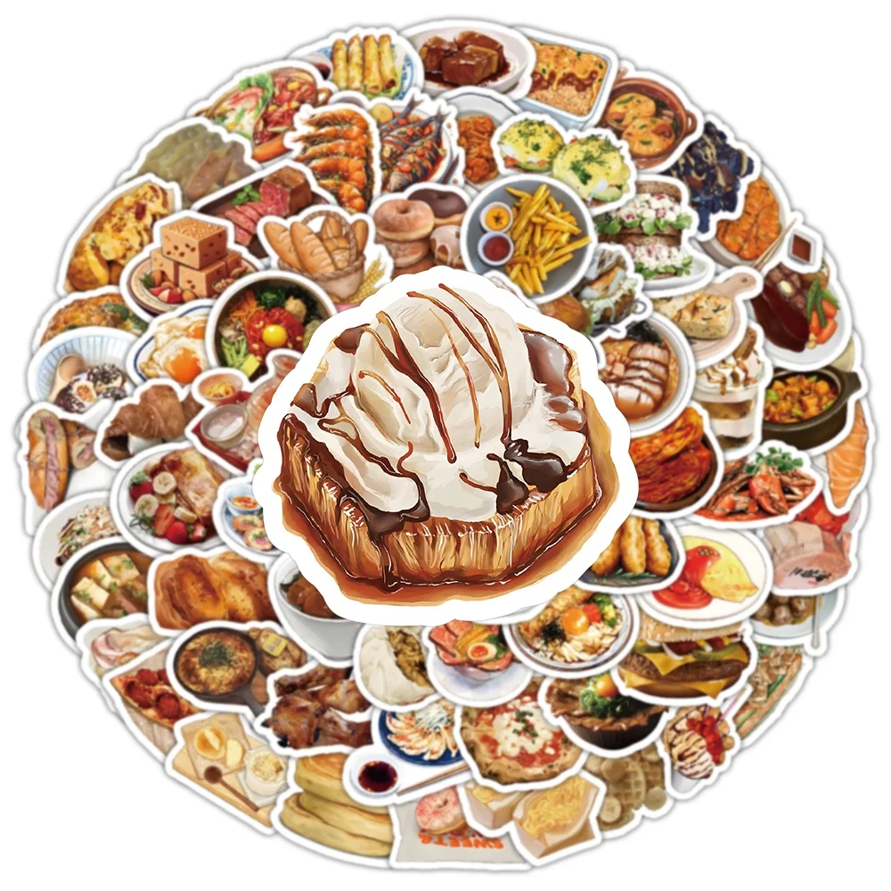 100PCS 헬멧 자전거 손 계정 연필 케이스 데칼에 대 한 현실적인 맛있는 음식 낙서 스티커