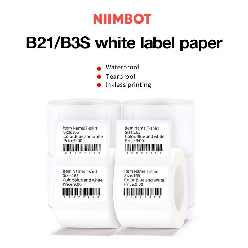 10 Rolls Niimbot B1 B21 B3S Thermal Lable Tape 5 Rolls 40mm 50mm Price Label Maker Sticker for Niimbot Printer Waterproof Paper