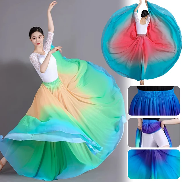 Jupe De Danse Flamenco 720° - Grande Jupe En Mousseline Balancée - Pour Danse Espagnole, Ballet, Salle De Bal - Taille 95 Cm