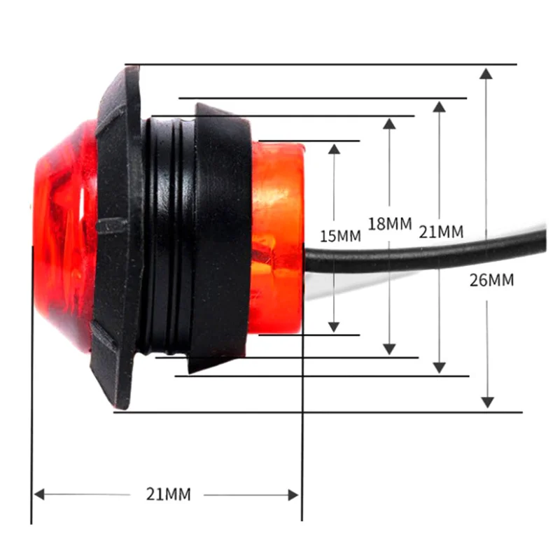 24V 3SMD 3/4" Car Caravan Truck Trailer Side Marker Lights LED Van Bus Clearance Light DRL for Trucks Parts images - 6