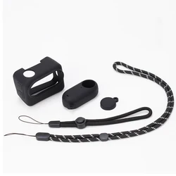 Silicone Anti - Scratch Protective Case with Lanyard and Lens Cap - Soft Flexible Cover - Black