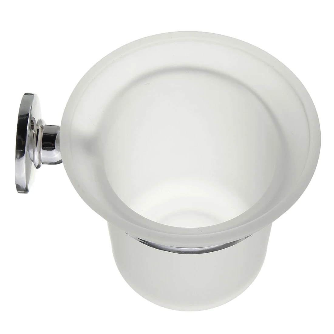 Toilet Brush Set Toilet Brush Holder Chrome Round Wall Mounted Toilet Brush and Frosted Glass Toilet Brush Holder