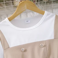 Robe d'été pour filles de 8 à 12 ans, kaki et blanc, manches courtes, robes simples à la mode, vêtements pour adolescentes, tenue de fête pour grands enfants 4
