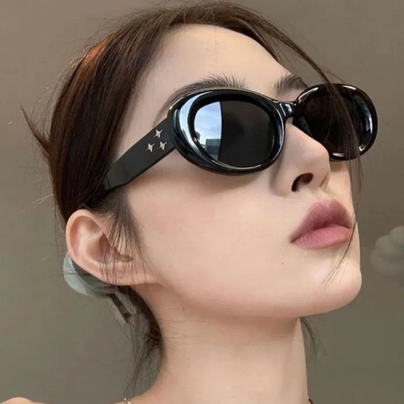 

Sunglasses Women Girls Mirror Retro Stars Sun Glasses Y2k Star Luxury Vintage Shades Female Black Oculos