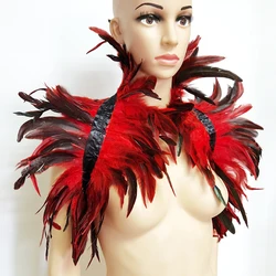 Feather Shawl Shrugs For Women Detachable Fake Collar Feather Shoulder Cape Black Natural Feather Shrug Shawl Cuello Plumas