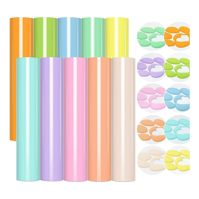 

3D Bubble Heat Transfer Vinyl Set Of 10 Sheets 30 X 25Cm Pastel Puffy Vinyl HTV Vinyl For DIY T-Shirts Durable Easy Install