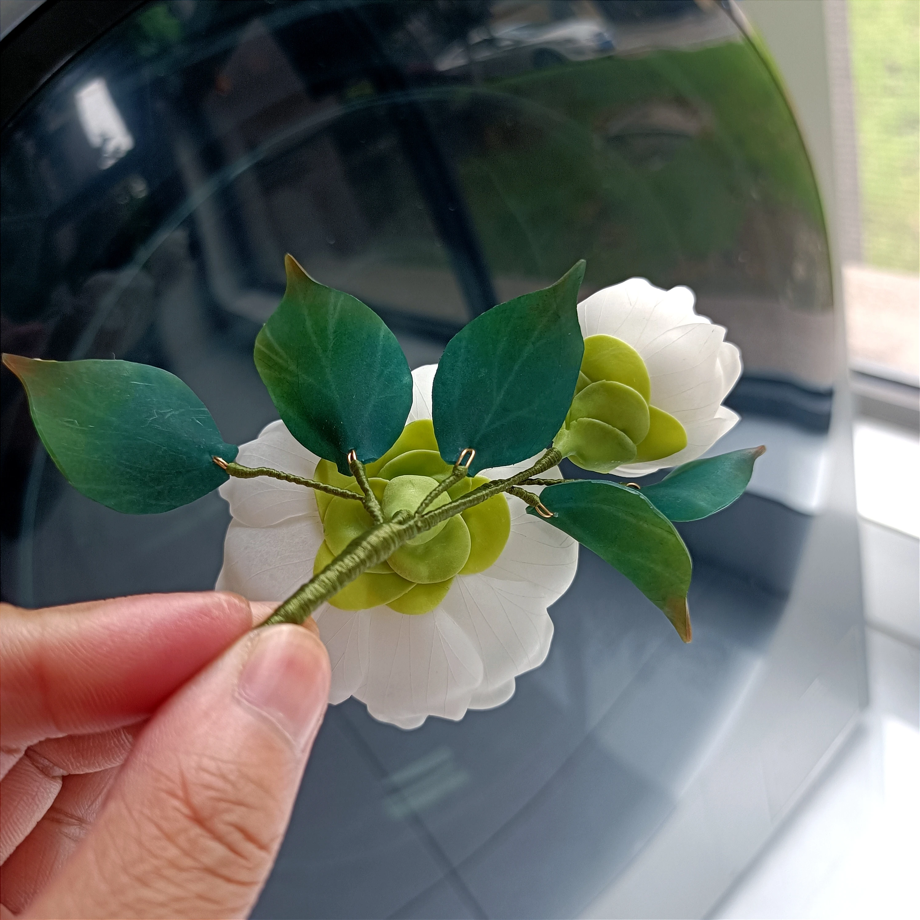LALAVARA 맞춤형 흰색 작약, 여성 헤어 장식