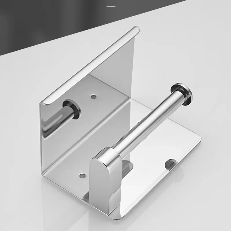 304 Stainless Steel Tissue Holder Toilet Paper Holder Roll Paper Bathroom Phone Storage Rack 1PC