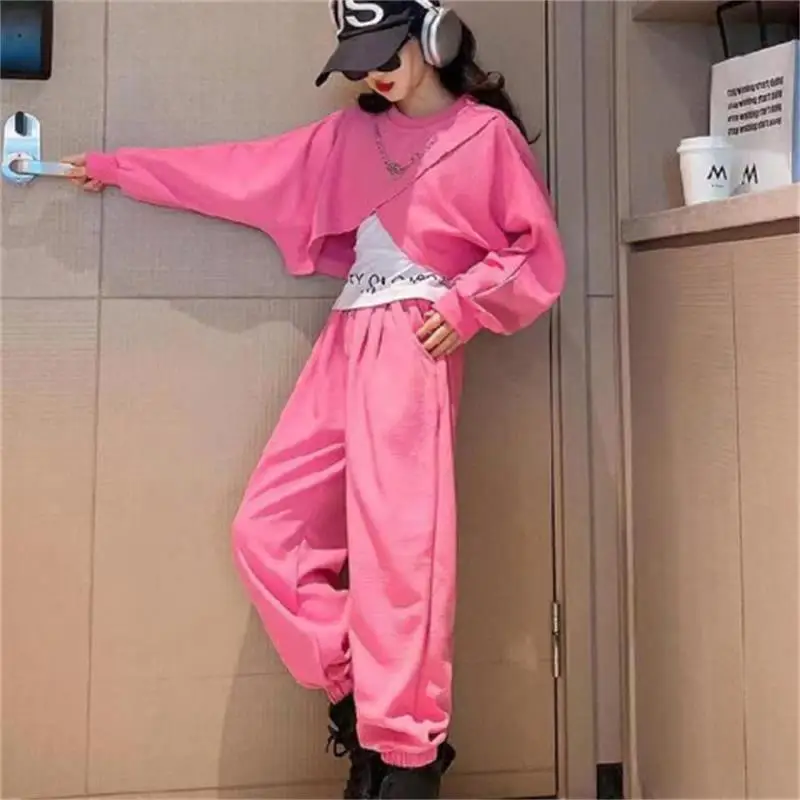 

Children's Street Dance Hip Hop Set Cool Girl Fashion Spring Summer Long sleeved Sets Leisure Three Piece Set Blouse+Vest+Pants