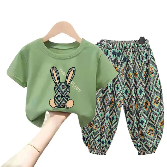 Children clothing set boy girl clothes summer suit baby sets cute cotton tshirt pants toddler loungewear