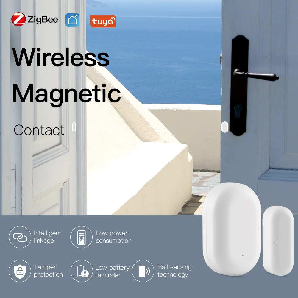 Door Window Sensor Tuya ZigBee Smart Window Door Gate Sensor Detector Smart Home Security Alarm System Life Tuya App Remote Control