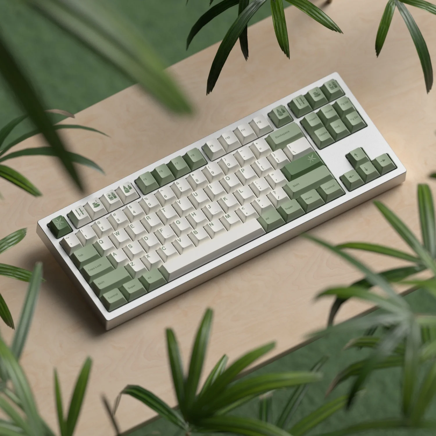 Bambu Floresta Keycaps Tintura Subbed Keycaps Cereja Perfil Branco Quente Keycap para 61 64 68 980 75 87 Hhhkb Gmk Botanical Pbt Conjunto
