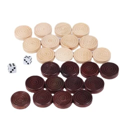Premium Wooden Checkers Pieces Set - 30 Round Game Accessories (WHITE)