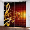 2Pcs Rock Band Theme Curtains Drummer Pattern Print Living Room Bedroom Music Lover Decor Sun Shade Window Drapes 4