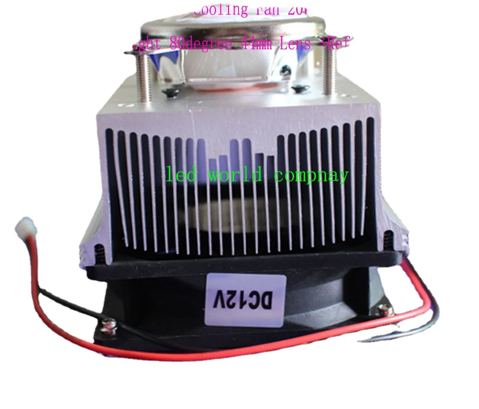 1pc 20W 50W 100W High Power Led Light 60- 80degree 44mm Lens +Reflector +Bracket Aluminium Heat Sink Cooling Fan