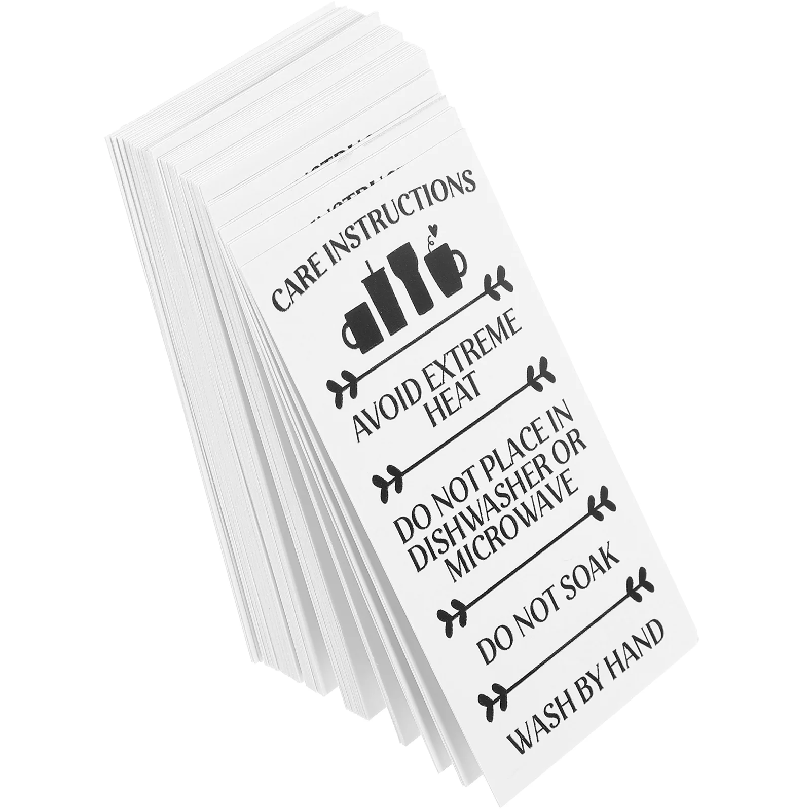 50 Pcs Labels Glass Instruction Card Package Insert for Tumbler Cup Care Instructions Cards Guide Paper White Small