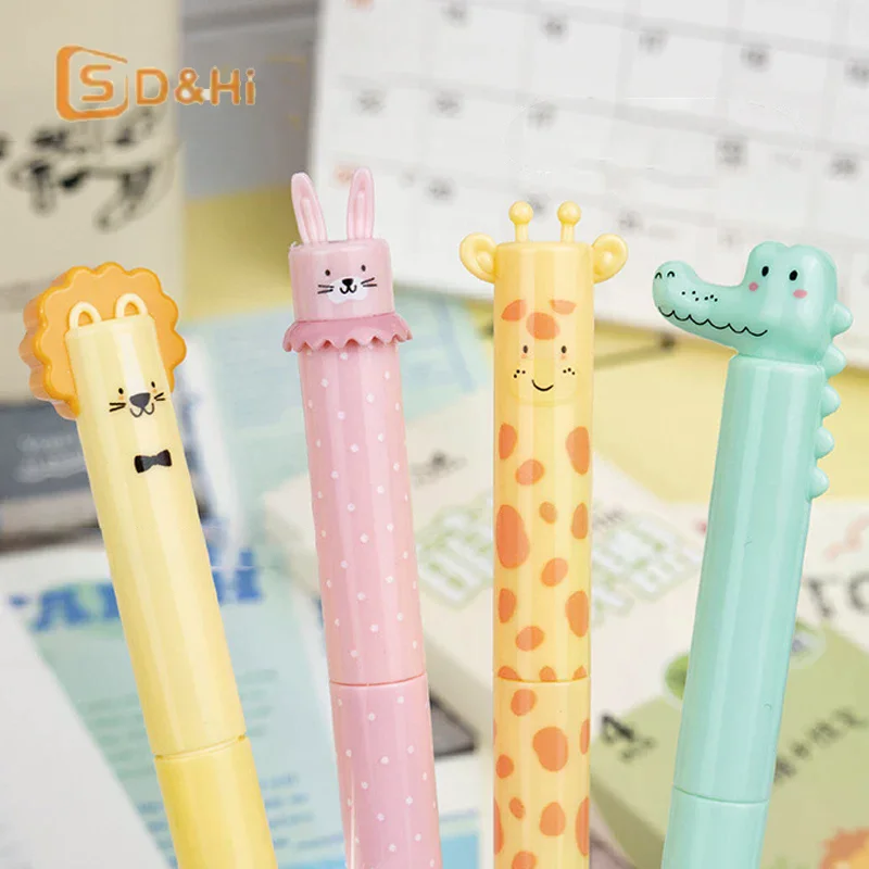 4/8Pcs 부드러운 쓰기 내구성 펜 귀여운 동물 지울 수있는 젤 펜 세트 학교 사무실 저널 생일 및 휴일 선물