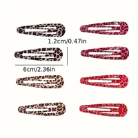 8pcs/set Leopard Print Hair Clips for Women Girls Vintage Geometric Star BB Clips Bangs Hairpins Barrettes Hair Accessories Set 5