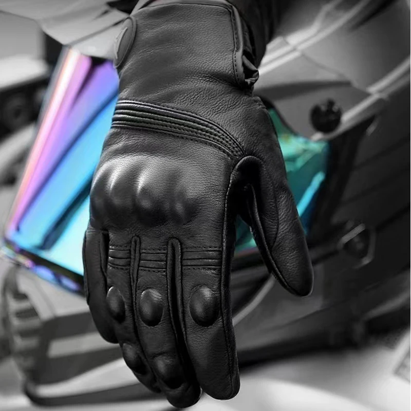 Winter Motorcycle Gloves Leather Men Women Warm Inner Windproof Touch Screen Genuine Leather Gants Luvas Guantes Motorbike ATV Motorcycle Gloves Sports Gloves Leather Motorcycle Gloves Winter Gloves