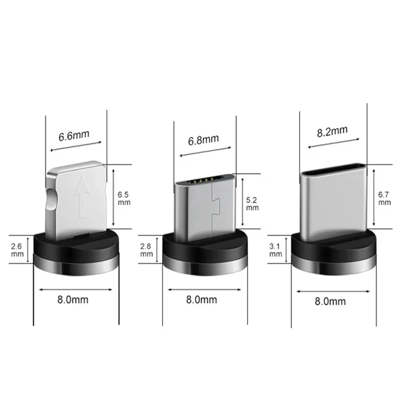 1-5개 마그네틱 케이블 마이크로 USB 타입 C 마그네틱 충전 케이블 화웨이 안드로이드 모바일용 1m 2m 케이블