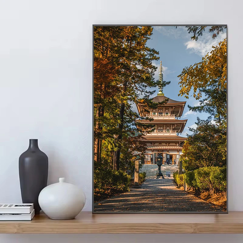 Traditional Japan Nightscape Canvas Painting – Wall Art Home Decor
