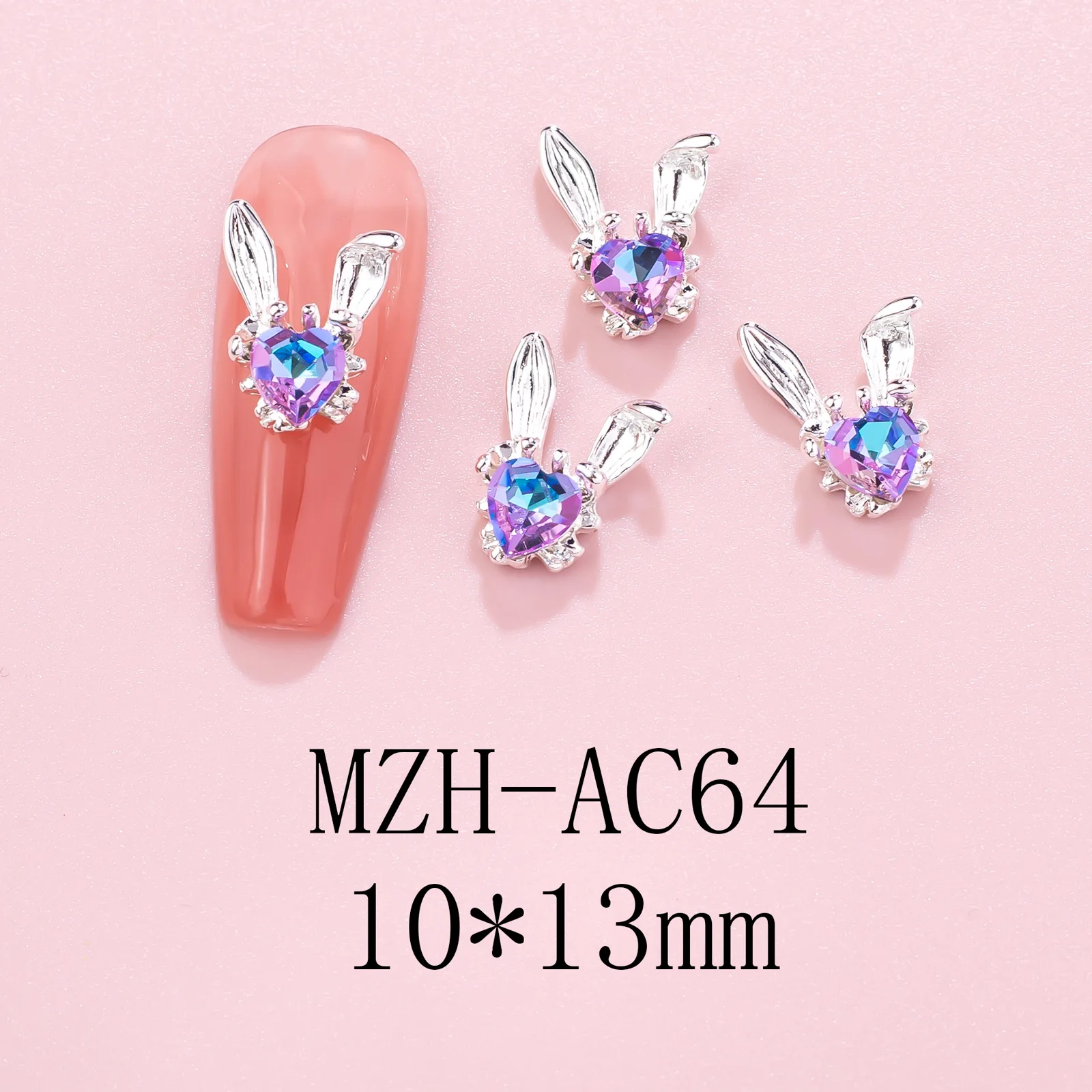 10 Stück Legierung Kaninchenkopf Strasssteine für Maniküre Hase Kopf Nagel Charms für Nagelzubehör – Detail 20