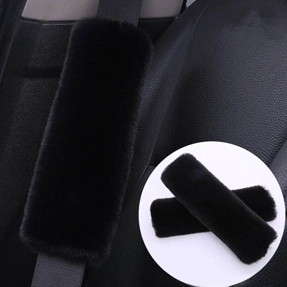 2pcs Universal Car Seat Belt Cover Adjustable Plush Car Safety Belt Cover Shoulder Pad for Kids Adults Car Interior Accessories