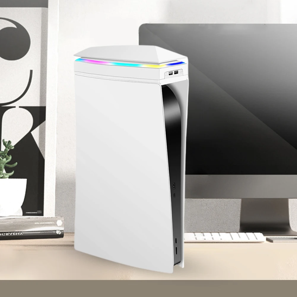 RGB Host Cooling Fan Dust-proof Top Heat Radiation Fan Waterproof CD Drive Digital Version for PS5 Console External Host