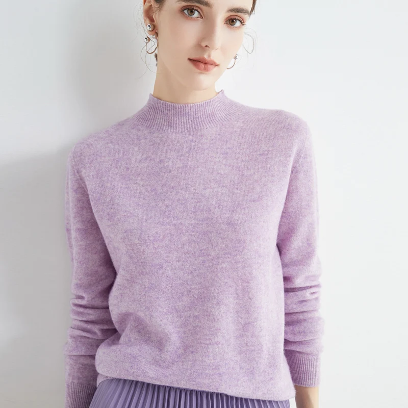 First-Line Ready-To-Wear Wool Sweater Women's Loose Half Turtleneck Pullover Spring and Autumn Basic Style Simple Bottoming Top - Image 3