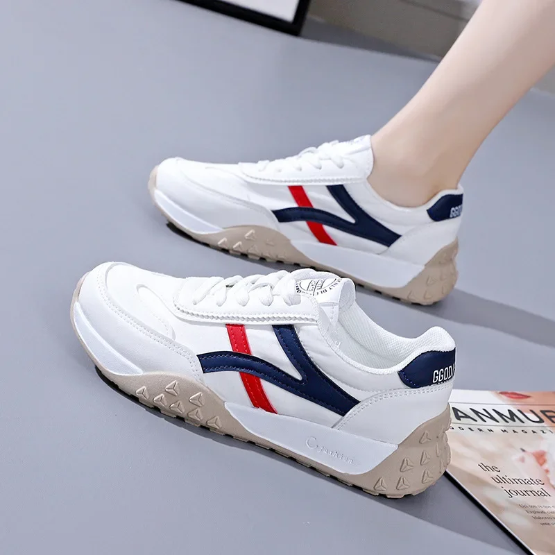 Fashion Women's Vulcanized Shoes Breathable Sneakers Woman Lace-up Soft Bottom Flats Shoes Casual Sneaker Zapatos Mujer