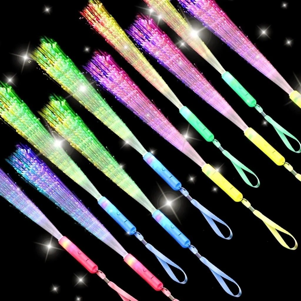 

100pcs Glow Stick Fiber Optic Wands Luminous Fiber Stick Light Up Fiber Optic Rod Glow In The Dark Birthday Wedding Party Favors