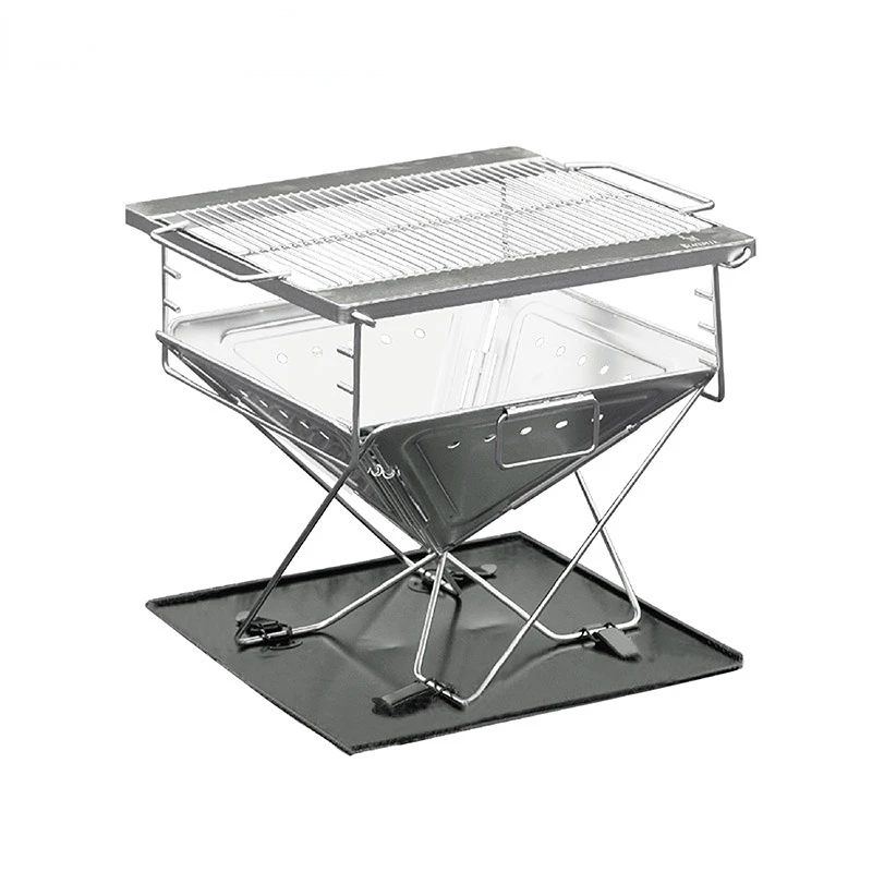 

Camping Fire Rack Stainless Steel Picnic Grill Foldable Portable Bonfire Table Carbon Heating Wood Stove Fire Home BBQ Grill