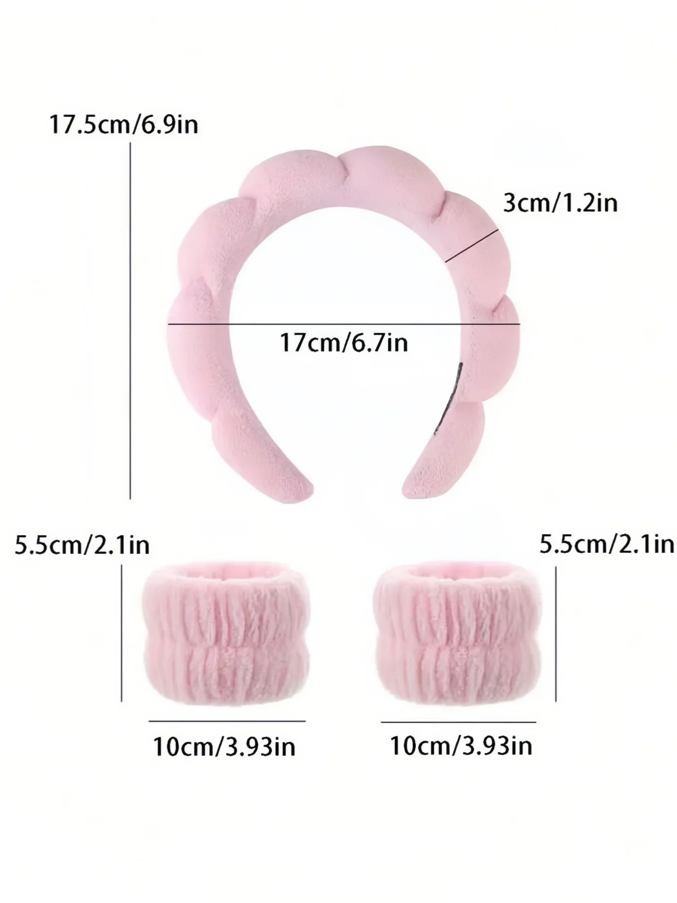3pcs cloud headband set Towel cloth sponge Fried Dough Twists hair band high skull top facial wash hair band wrist band 3