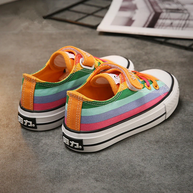 Kids Shoes for Girl Autumn New Children's High-top Canvas Shoes Casual Wild Boys Sneakers Girls Rainbow