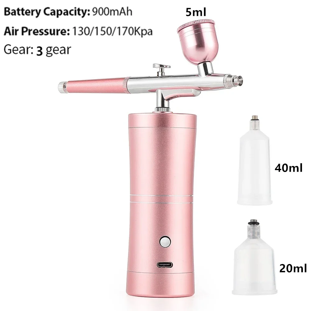 Top 0.3mm Pink Mini Air Compressor Kit Air-Brush Paint Spray Gun Airbrush For Na
